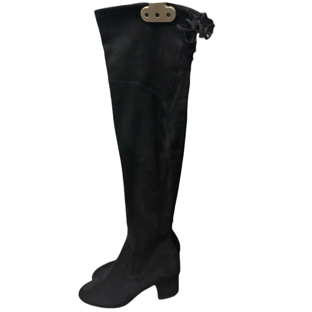 Marc Fisher Black Suede Over-the-Knee Boots Minimalist Y2K Classic Black Size 6